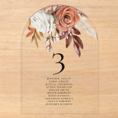 Herbstblumen Gastnamen Hochzeitstisch Nummer Acryleinladungen (Vorderseite)