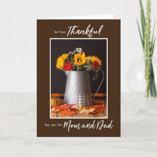 Herbstblumen Herbstlaub Thanksgiving Mama und Papa Karte
