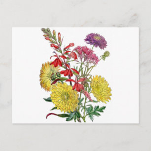Herbstblumen im Vintage-Stil Postkarte
