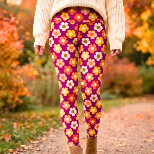 Herbstblumen Magenta Thanksgiving Herbstblüten Leggings