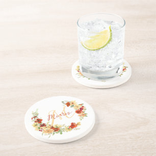 Herbstblumen personalisiert getränkeuntersetzer
