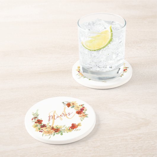 Herbstblumen personalisiert getränkeuntersetzer (Seite)
