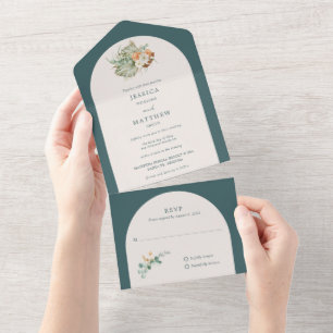 Herbstblumen Rustikale Hochzeit im Freien All In One Einladung