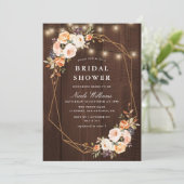 Herbstblumen rustikale Saitenleuchten Brautparty Einladung (Stehend Vorderseite)