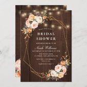 Herbstblumen rustikale Saitenleuchten Brautparty Einladung (Vorne/Hinten)