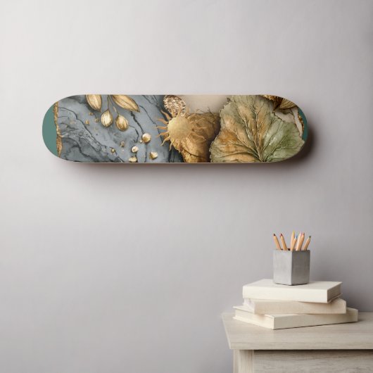 Herbstblumen Skateboard (Wandkunst (Horz))