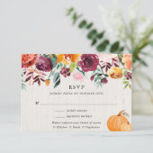 Herbstblumen und Kürbis Aquarellfarbenhochzeit RSV Begleitkarte (Stehend Vorderseite)