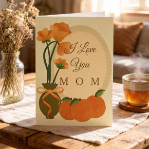 Herbstblumen und Pfirsiche Gruß der Mutter Karte