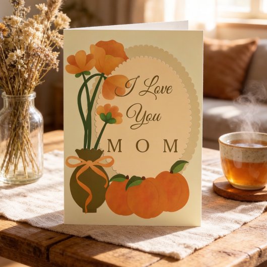 Herbstblumen und Pfirsiche Gruß der Mutter Karte