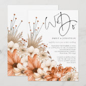 Herbstblumen Wir Machen Script QR Code Hochzeit Einladung (Vorne/Hinten)