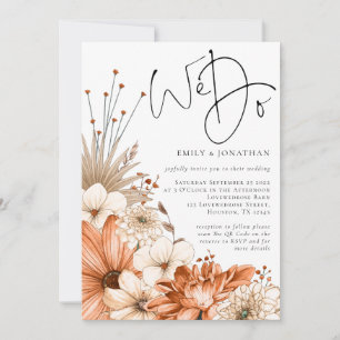 Herbstblumen Wir Machen Script QR Code Hochzeit Einladung