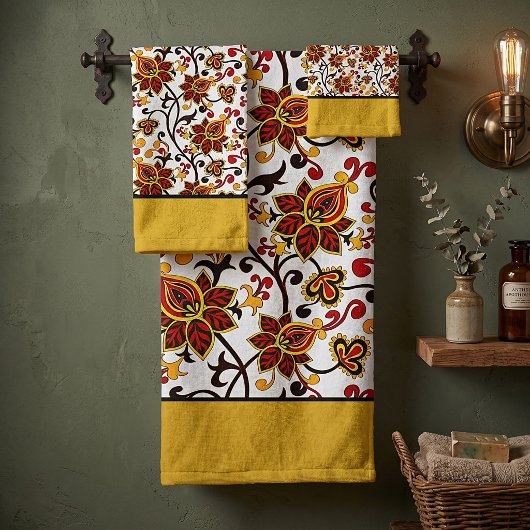 Herbstblumenbad Handtuch Set