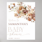 Herbstblumenbraun-neutrale Babydusche Poster (Vorne)