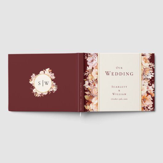 Herbstblumenburgunder-CremeWedding Gästebuch (Voll)