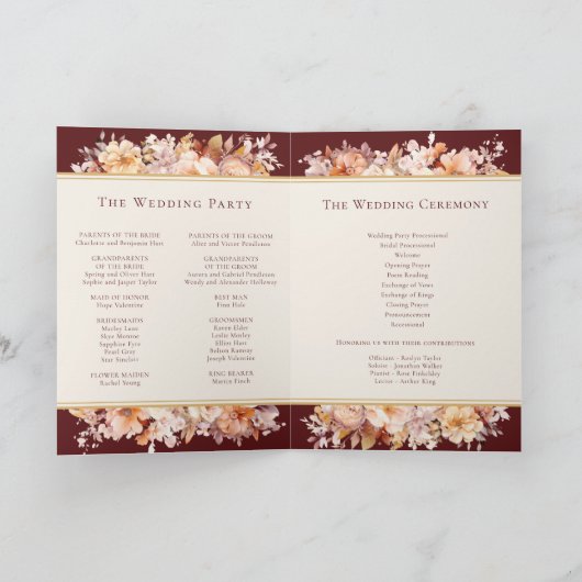 Herbstblumenburgunder-CremeWedding Programm (Innenseite)
