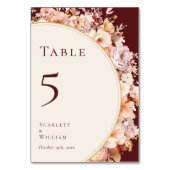 Herbstblumenburgunder-CremeWedding Tischnummer (Rückseite)