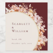 Herbstblumenburgunder-CremeWedding Weinetikett (Einzelnes Label)