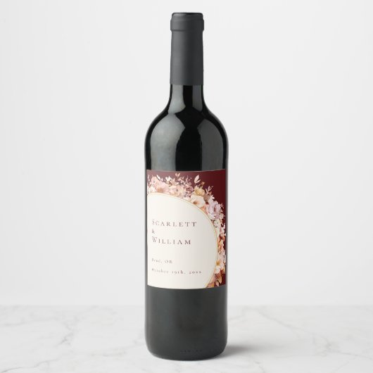 Herbstblumenburgunder-CremeWedding Weinetikett (Vorderseite)