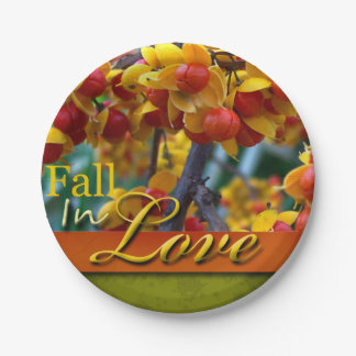 Herbstblumendesign in der Liebe: Herbst-Herbst-Fot Pappteller