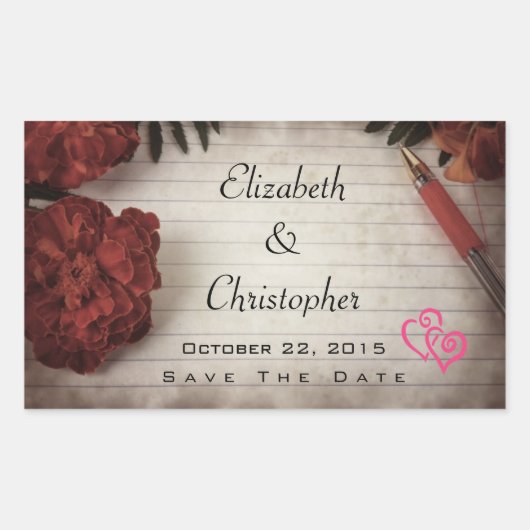 Herbstblumendesign Save the Date Hochzeit Rechteckiger Aufkleber (Vorderseite)