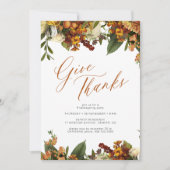 Herbstblumengeschmücktes Erntedank Einladung (Vorderseite)