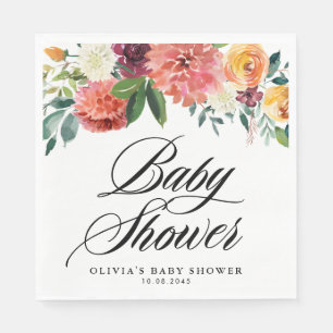 Herbstblumengirlande Baby Shower Herbst Serviette
