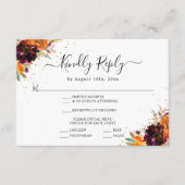 Herbstblumengolden Glitzer Burnt Orange Wedding Begleitkarte (Vorderseite)