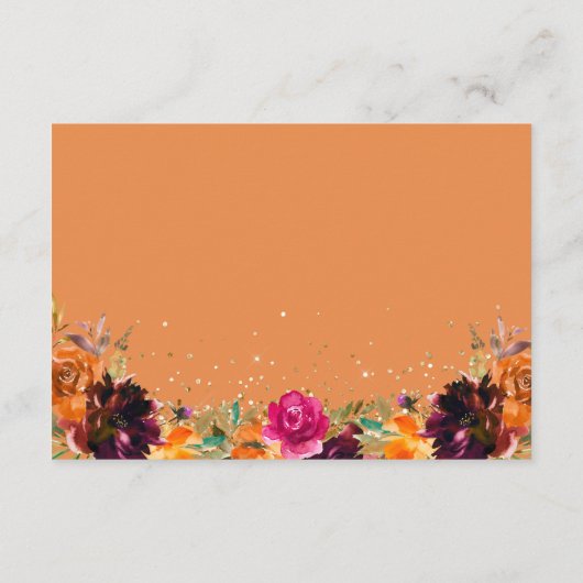 Herbstblumengolden Glitzer Burnt Orange Wedding Begleitkarte (Rückseite)