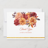 Herbstblumenhochzeit Dankeskarte (Vorderseite)