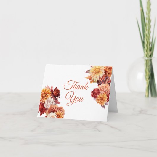 Herbstblumenhochzeit Dankeskarte (Vorderseite)