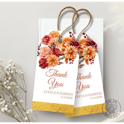 Herbstblumenhochzeit Geschenkanhänger
