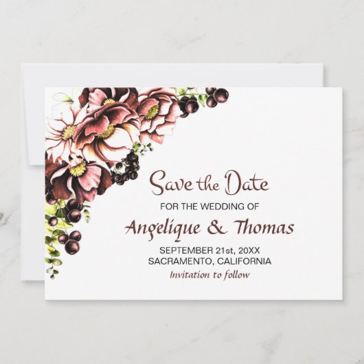 Herbstblumenhochzeit rettet das Datum Save The Date (Vorderseite)