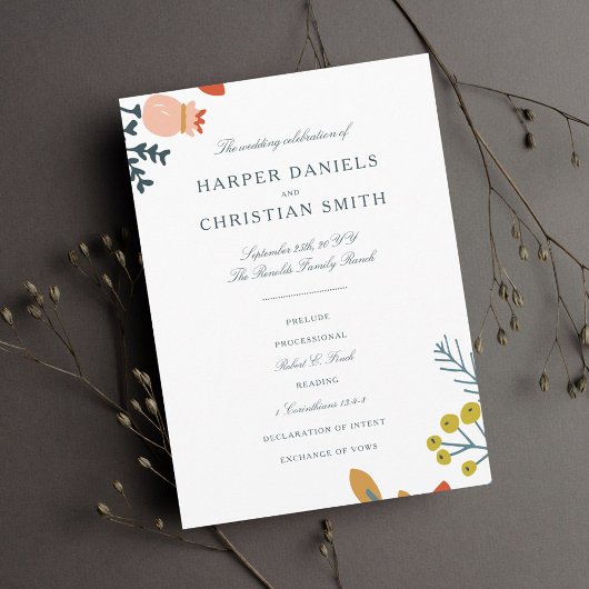 Herbstblumenhochzeitprogramm Programm