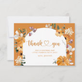 Herbstblumenkürbis Babydusche Danke Karte (Vorderseite)