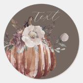 Herbstblumenkürbis braun, Terrakotta, abstumpf Runder Aufkleber (Vorderseite)