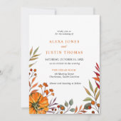 Herbstblumenkürbis Hochzeit Ankündigung (Vorderseite)