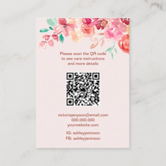 Herbstblumenlogoschmuck Ohrring Qr-Code Visitenkarte (Rückseite)