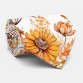 Herbstblumenmuster B01 Krawatte (Gerollt)