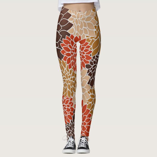 Herbstblumenmuster Leggings (Vorderseite)