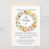 Herbstblumenreath Gelb in Pfirsichfarben Rose Kran Einladung (Vorne/Hinten)