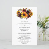 Herbstblumensonnenblume Rustikales Hochzeitsprogra (Stehend Vorderseite)