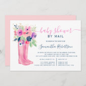 Herbstblumenstiefel Aquarell Babydusche per Post Einladung (Vorne/Hinten)