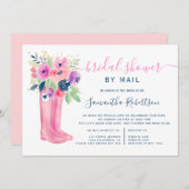 Herbstblumenstiefel Aquarell Brautparty per Post Einladung (Vorne/Hinten)