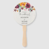 Herbstblumenwasserfarbe rustikales Hochzeitsprogra Fächer (Vorderseite)