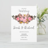 Herbstblush Rosa Rustikale Hochzeit im Herbst Einladung (Stehend Vorderseite)