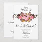 Herbstblush Rosa Rustikale Hochzeit im Herbst Einladung (Vorne/Hinten)