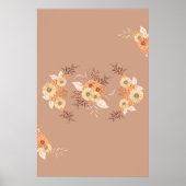 Herbstblüte - Beige und orangefarbene Kunst Poster (Vorne)