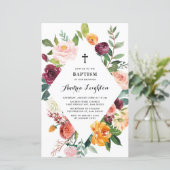 Herbstblüte Blumenrahmen Taufe Einladung (Stehend Vorderseite)