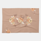 Herbstblüte – Warmes Beige und Orange Blumen Geschirrtuch (Horizontal)