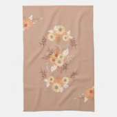 Herbstblüte – Warmes Beige und Orange Blumen Geschirrtuch (Vertikal)